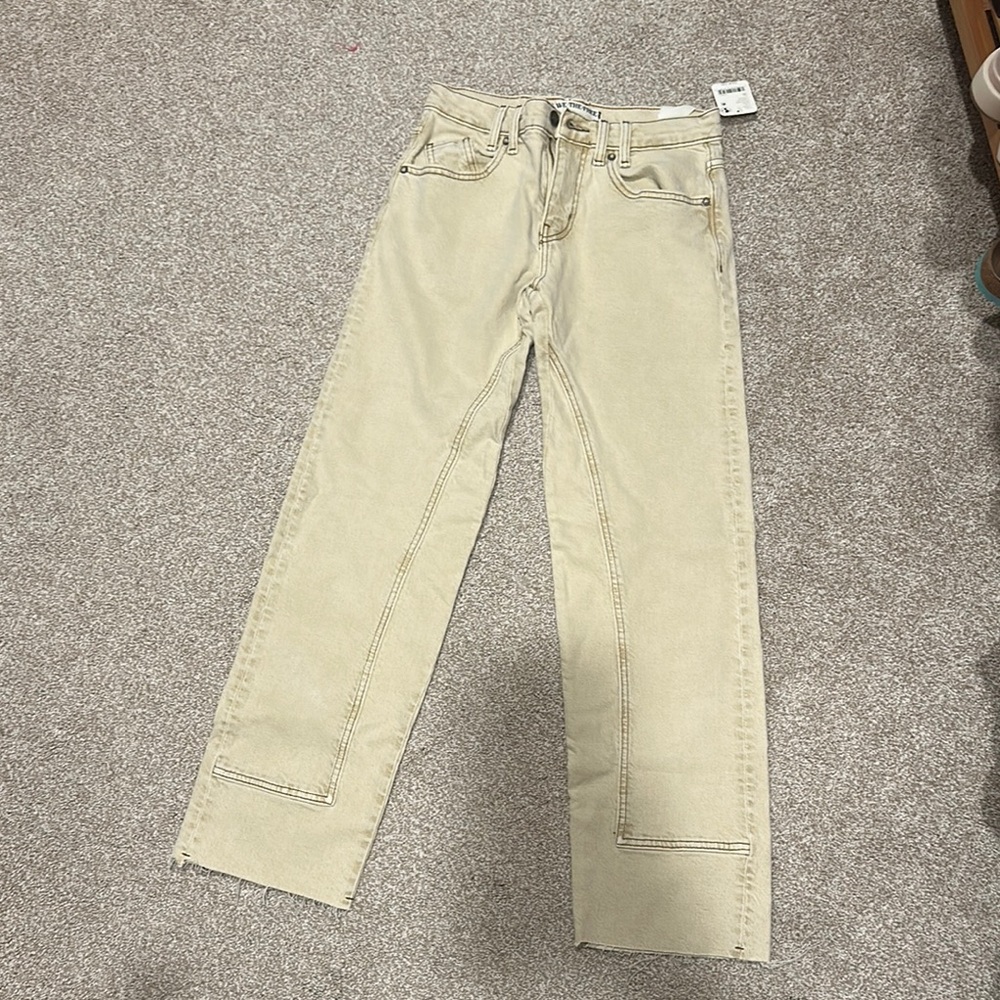 Free People Women's Tan risk taker high rise straight jeans